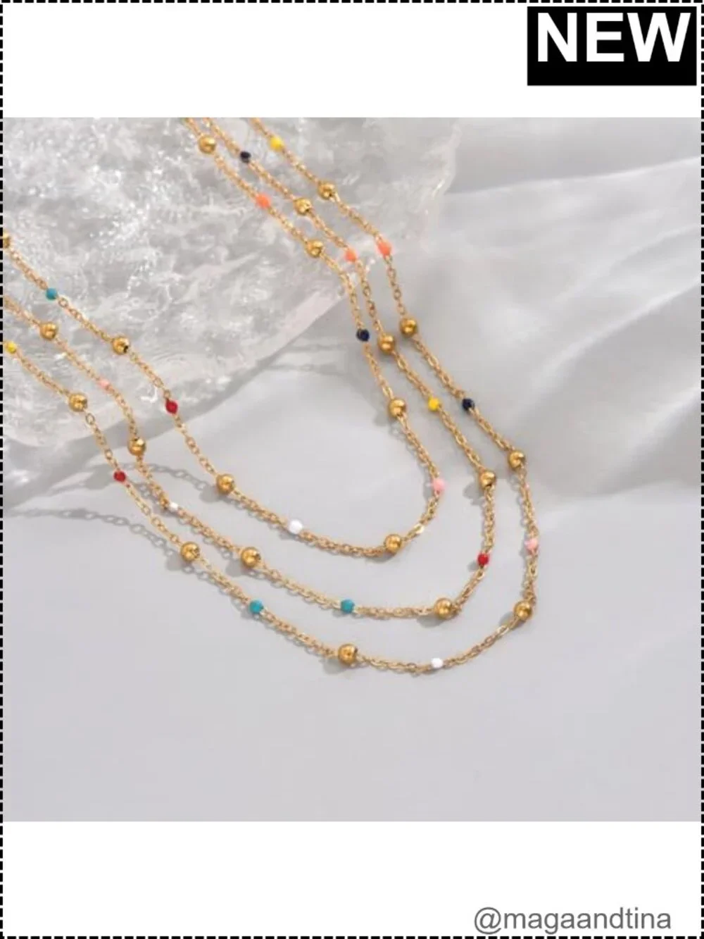18K Gold Plated Layered Chain Necklace Set for Women Dainty Stainless Steel